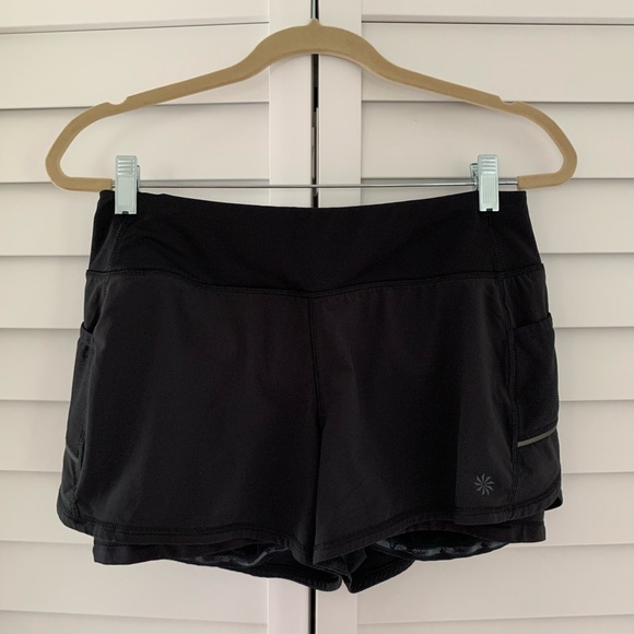 Athleta Running or Biking Shorts - Black, pockets, spandex, flexible waistband. - Picture 1 of 10